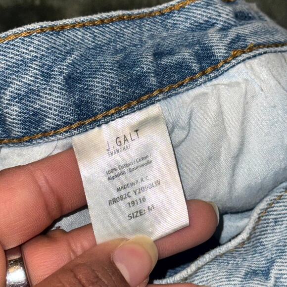 John Galt Denim Shorts Women Medium Blue 100% Cotton Medium Wash Pockets Raw Hem - Picture 7 of 7